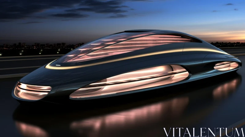 Sleek Futuristic Car Night City Drive AI Image