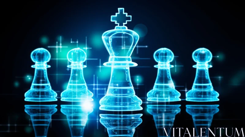 Glass Chess Set 3D Rendering Stock Photo AI Image