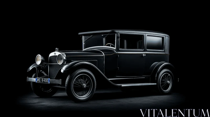 Black Vintage Car: Exquisite Art Deco Sensibilities | Rich and Immersive 1920s Photography AI Image