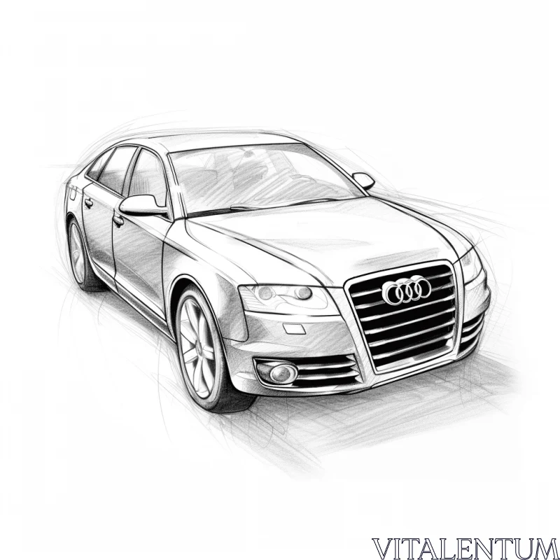 Artistic Audi A8 Drawing with Depth of Field - Clean and Sharp Inking AI Image