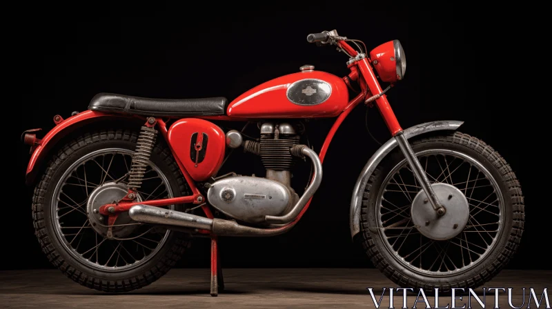 Captivating Red Motorcycle on Dark Background - Mid-Century Photorealistic Art AI Image