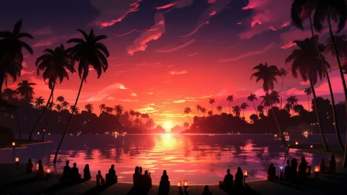 Tranquil Sunset Over Tropical Lagoon