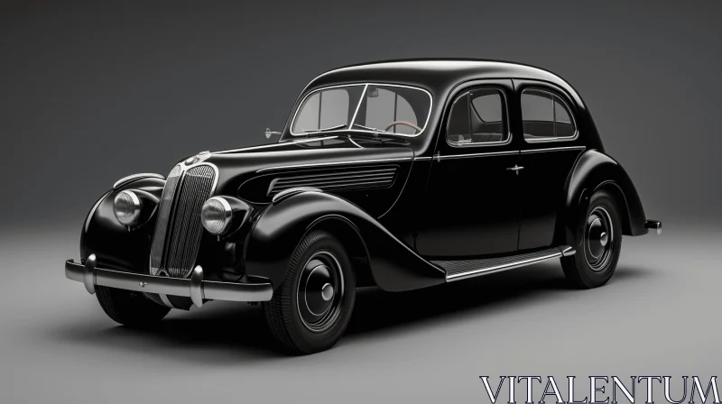 Black Vintage Car on Gray Background | German Modernism AI Image