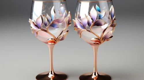 Elegant Wine Glasses with Floral Pattern | Vibrant Colors and Elegance