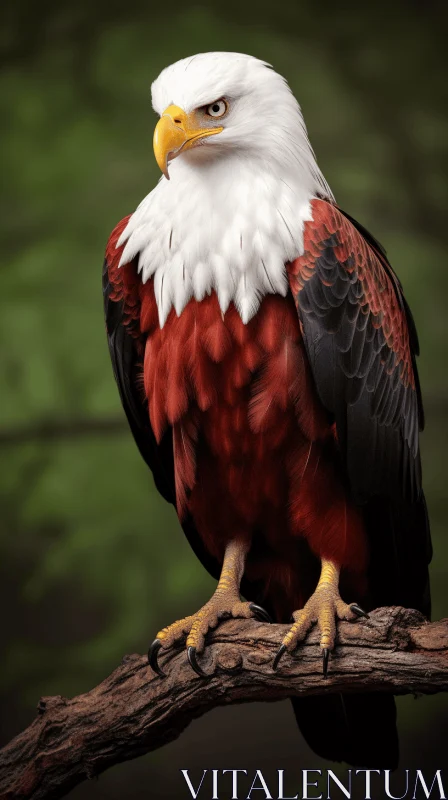Photorealistic Bald Eagle Perched on Branch Artwork AI Image