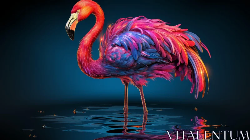 AI ART Realistic Flamingo Painting in Water