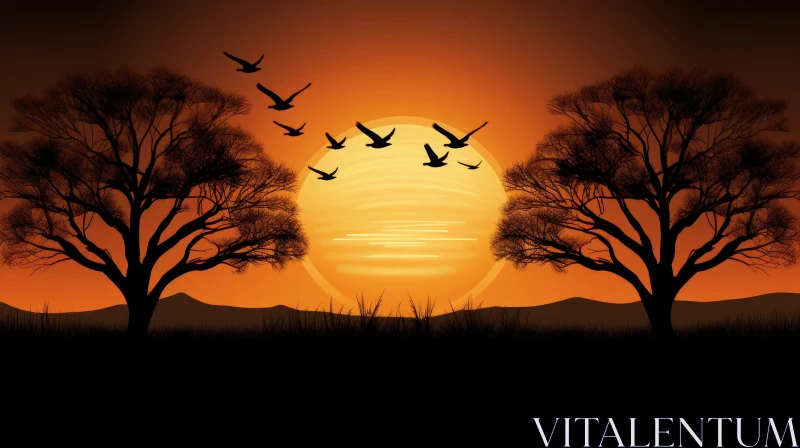 Savanna Sunset Landscape - Natural Beauty AI Image
