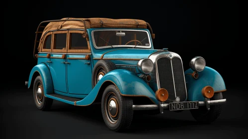 Vintage Blue Car - Detailed and Realistic Image