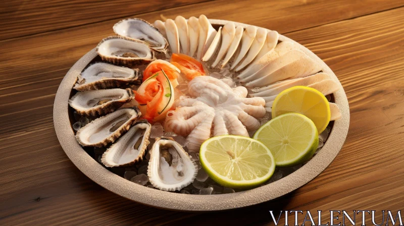 Delicious Seafood Platter on Wooden Table AI Image