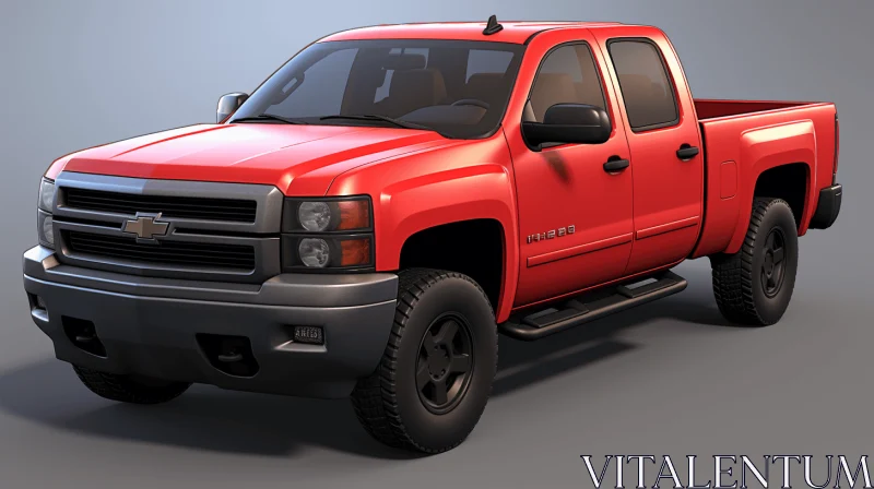 Red Chevrolet Silverado 4x4 - Photorealistic 3D Model AI Image