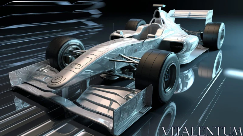Formula 1 Racing Car on Reflective Surface AI Image