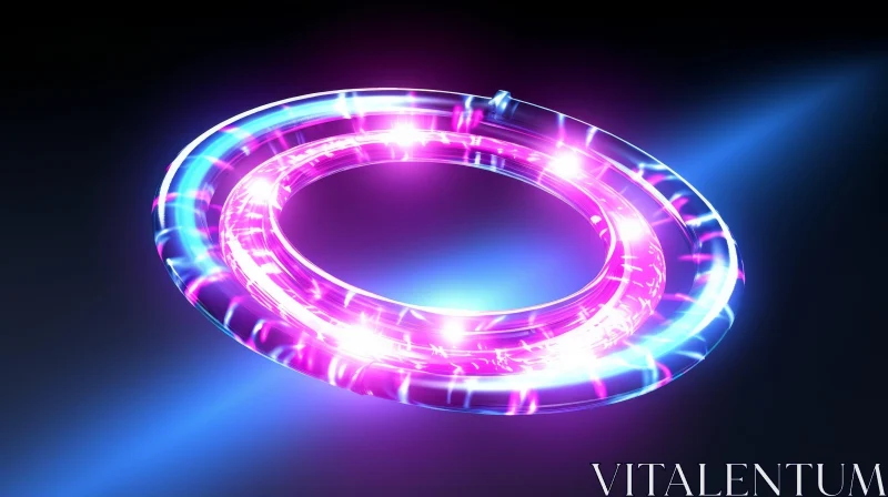 AI ART Glowing Purple and Blue Ring of Light - 3D Rendering