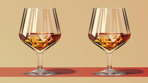 Luxurious Cognac Glasses on Brown Background