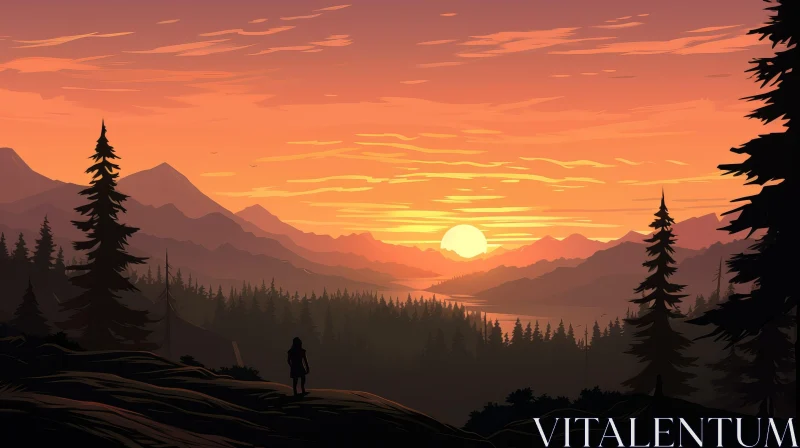 AI ART Majestic Mountain Sunset Landscape