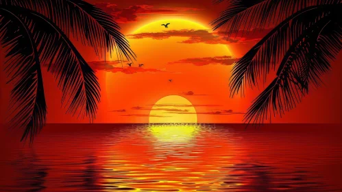 Tranquil Sunset Over Ocean - Nature's Serenity