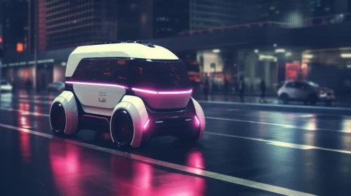 Futuristic Electric Vehicle Night Cityscape
