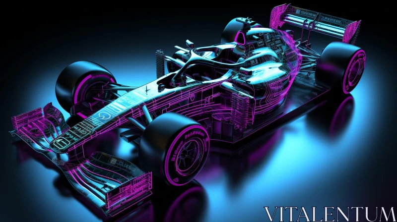Sleek Formula 1 Racing Car on Dark Blue Background AI Image