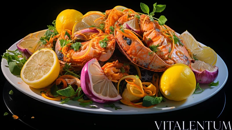 Elegant Seafood Plate Composition AI Image