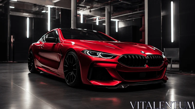 Enchanting BMW 8 Series Coupe Artwork in Vibrant Red and Dark Crimson AI Image