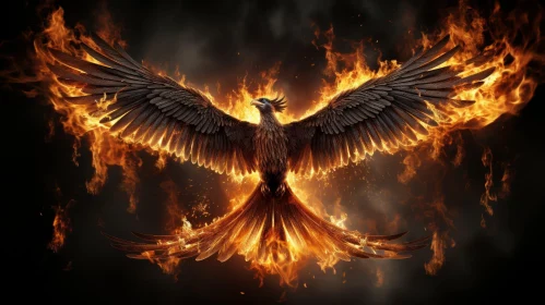 Majestic Phoenix Rising from Fiery Ashes