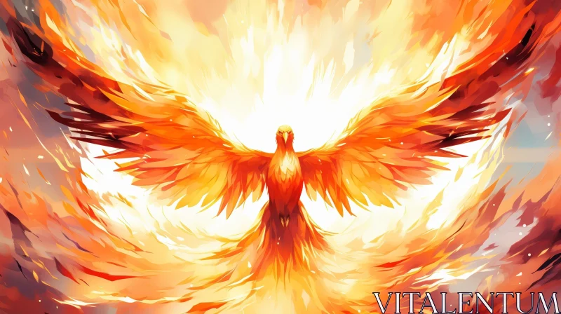 Phoenix Rising Painting - Symbol of Hope and Renewal AI Image