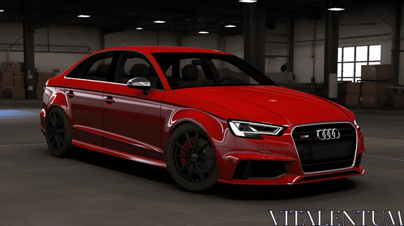 Stunning Red Audi RS3 in Garage | Realistic Car Art AI Image