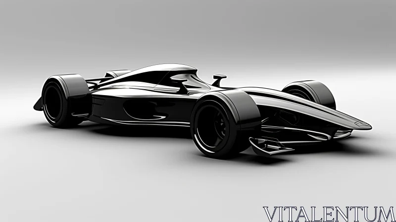 Black Formula 1 Racing Car on White Background AI Image