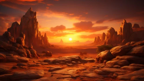 Desert Sunset Landscape - Natural Beauty Captured