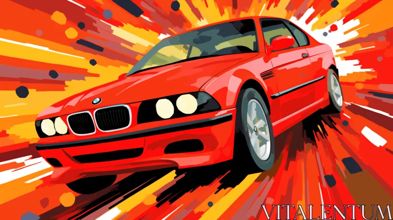 Explosive Racing: Pop Art BMW M3 Illustration AI Image