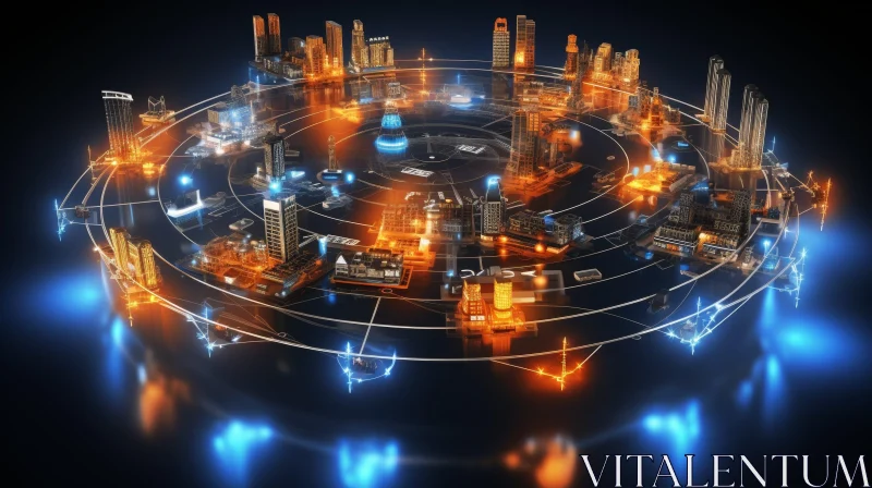Futuristic Smart City 3D Rendering AI Image