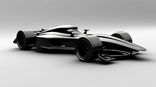 Black Formula 1 Racing Car on White Background