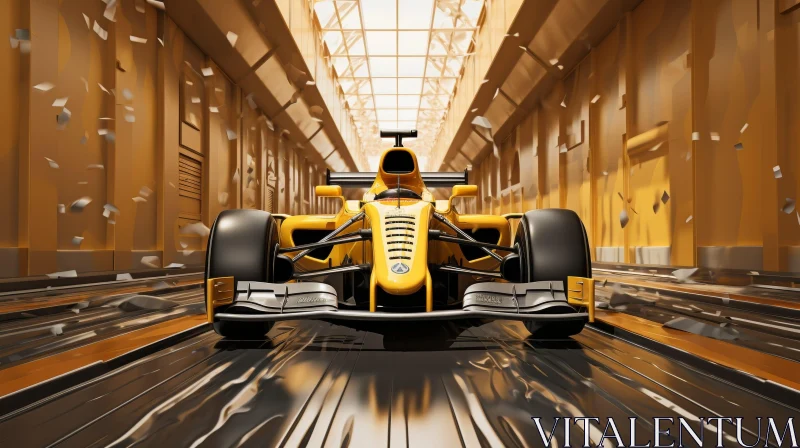 Fast Yellow Formula 1 Car Racing Scene AI Image