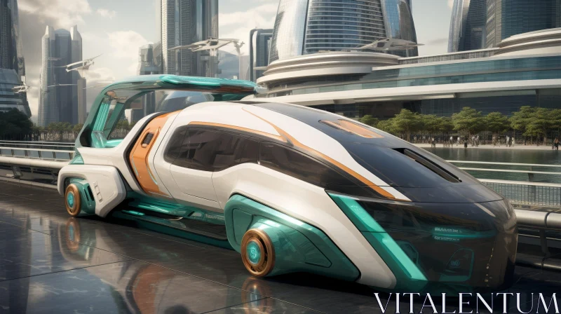 Modern Futuristic Car in Urban City Setting AI Image