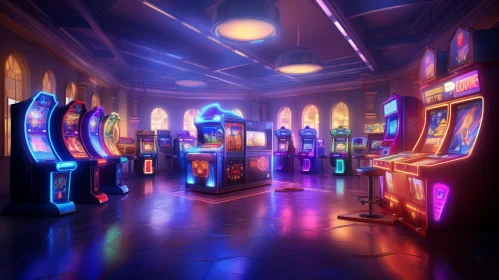 Retro Arcade with Neon Lights: A Nostalgic Gaming Experience