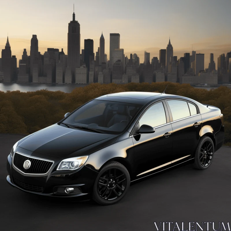 Captivating Cityscape: 2015 Buick Lucerne with Striking Black and White Aesthetic AI Image