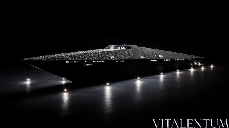 Sleek Futuristic Yacht in Black and White AI Image