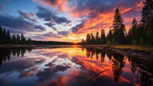 Tranquil Sunset Over Lake - Nature's Beauty Captured