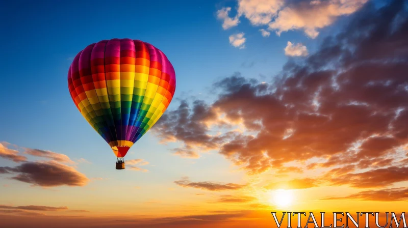 Colorful Hot Air Balloon Flight at Sunset AI Image