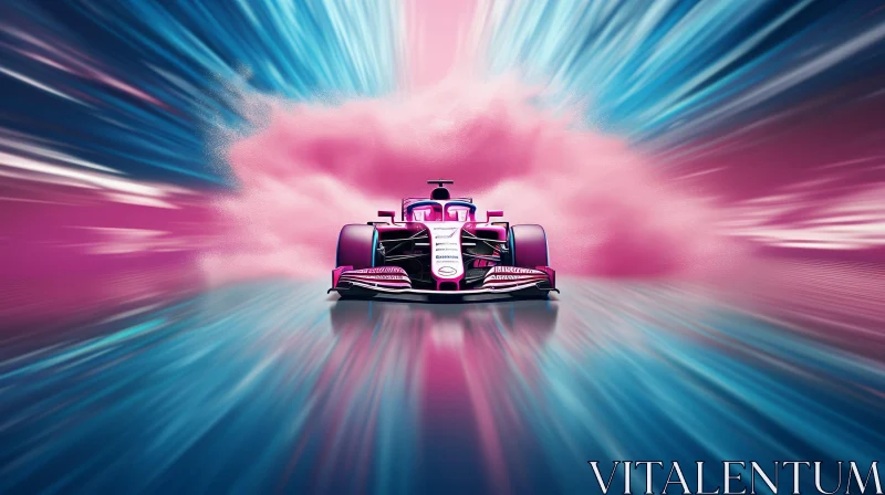 Pink Formula 1 Car Racing Speed Motion Blur AI Image