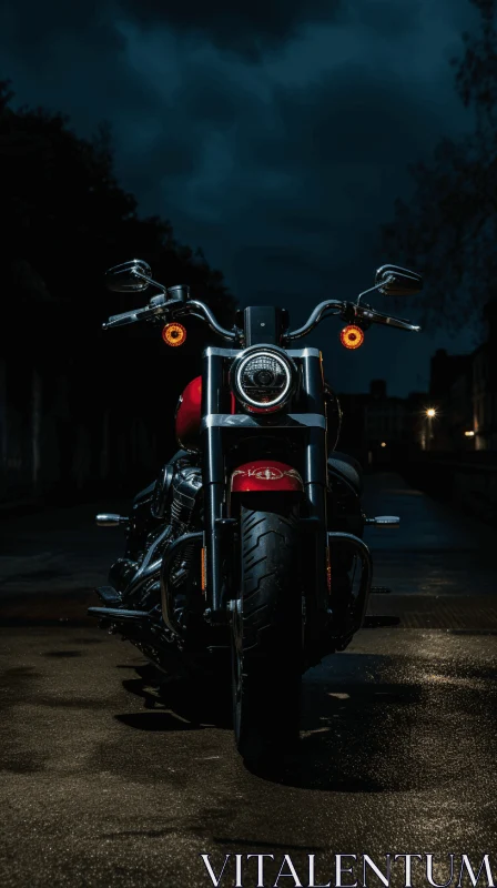 Black Motorcycle in the Street | Atmospheric Lighting AI Image