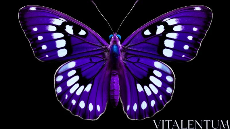 Purple Butterfly on Black Background - Digitally Enhanced Art AI Image