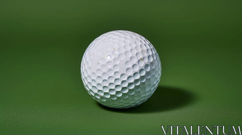 White Golf Ball 3D Render on Green Background AI Image