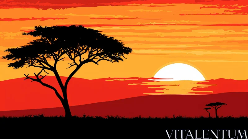 AI ART African Sunset Vector Illustration