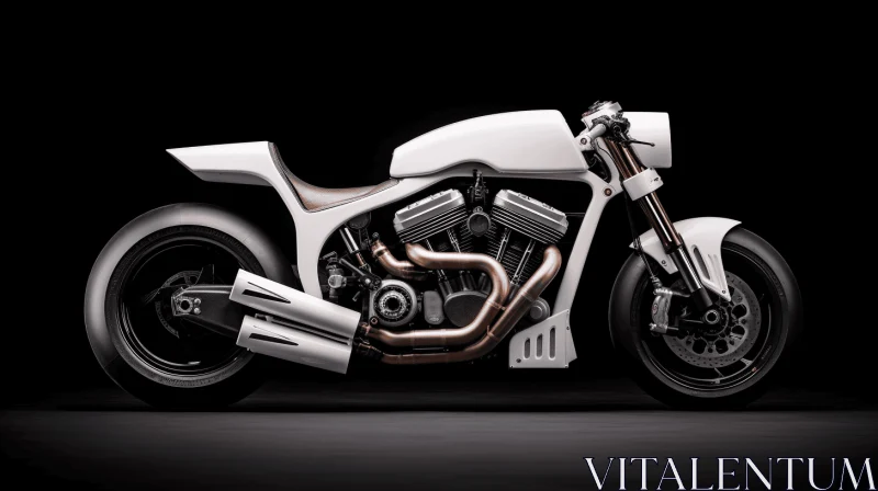 Intricate Design: White Motorcycle with Industrial Aesthetic AI Image