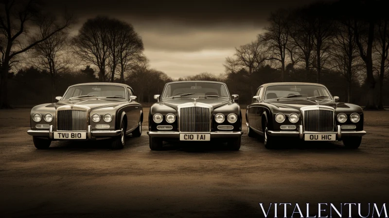 Captivating Vintage Rolls Royce Classic Cars in Monochromatic Portraits AI Image