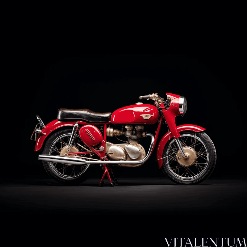 AI ART Red Motorcycle on Display: Striking Composition in Light Gold and Red