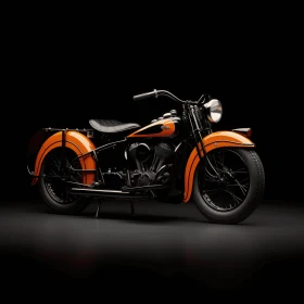 Vintage Orange and Black Motorcycle: Intense Light and Shadow
