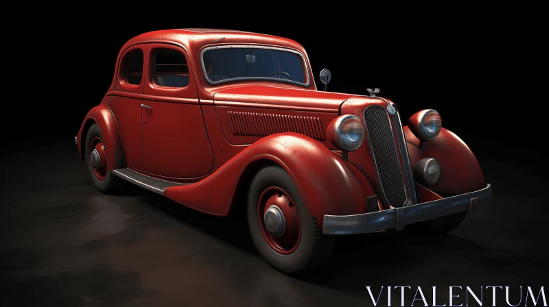 Vintage Red Car - Exquisite 3D Illustration | Maya Rendering AI Image