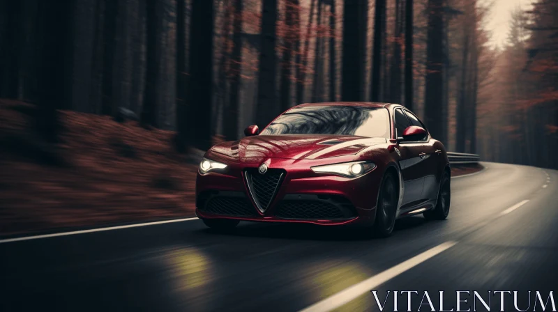 Captivating Forest Wallpaper with Alfa Romeo Giulia AI Image