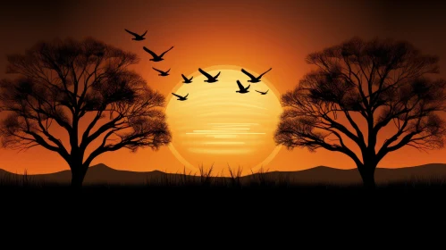Savanna Sunset Landscape - Natural Beauty